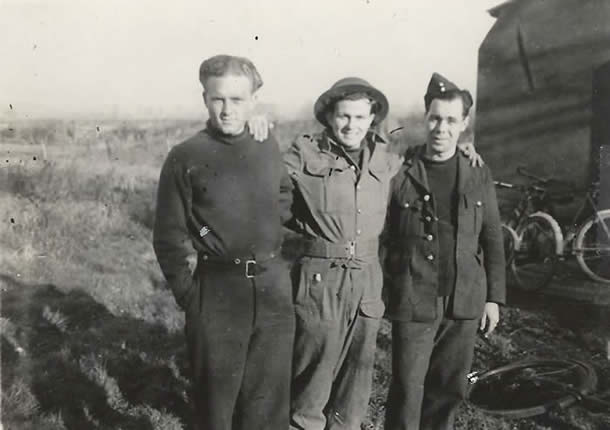 RCAF Red McKean and Alex Walker with LAC Bill Jones 604 Squadron